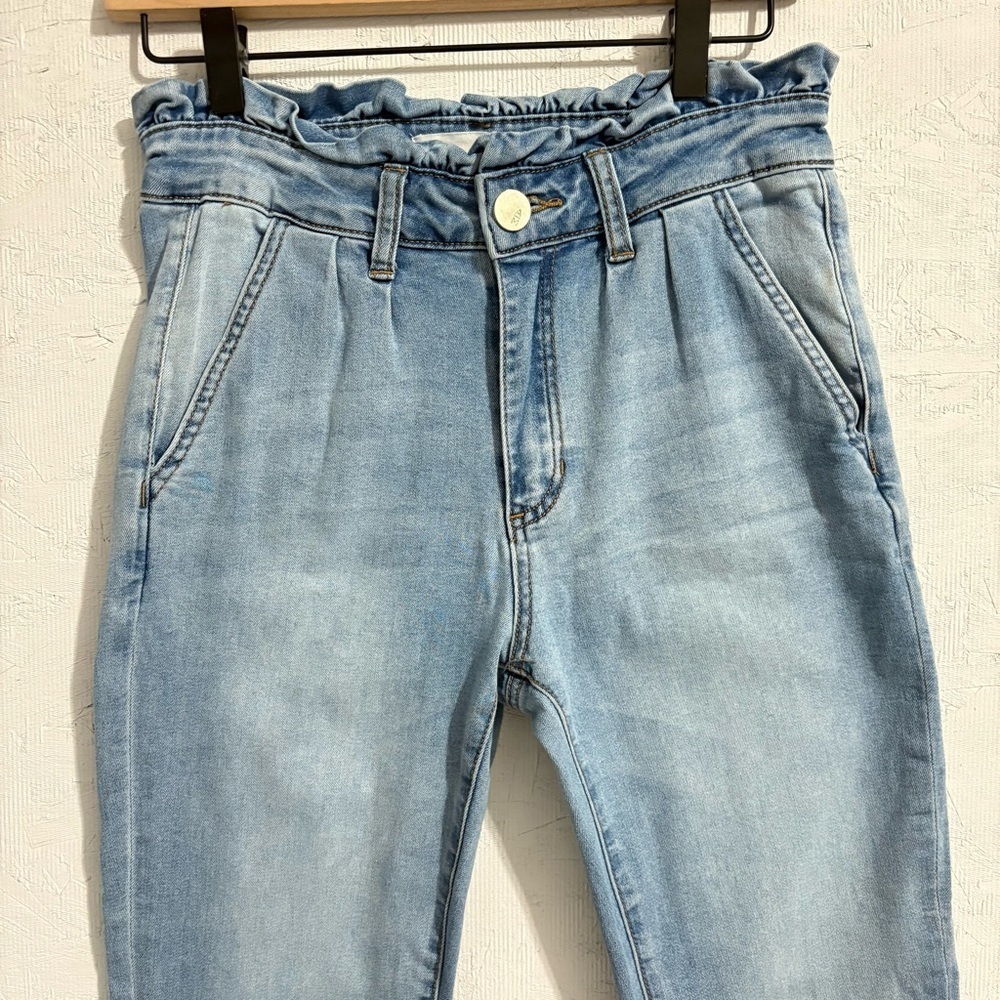 Ashley Mason Light Blue Denim Jeans Paperbag High Rise Skinny Raw Hem Sz 7 - Picture 4 of 14